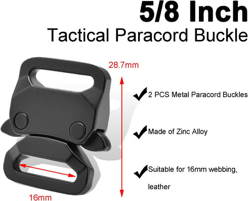 CooBigo 5/8" Paracord Bracelet Buckle Clip 2 PCS Paracord Clasps for Bracelets, Metal Buckles Pet Collar Hardware Tactical Buckle Backpack Keychai...