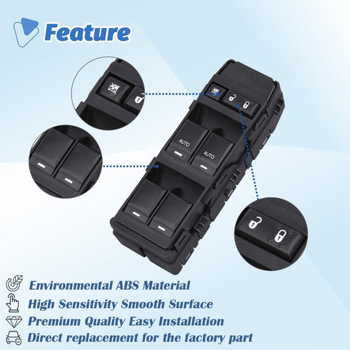 Window Switch Power Control Driver Side Compatible with 2006-2014 Jeep Commander/Grand Cherokee, Chrysler Aspen/Chrysler 200/300/Sebring, Dodge Ch...