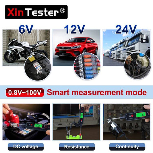 Automotive Test Light, 0.8-100V DC Car Circuit Tester Vehicle Voltage Resistance Detector Pen with LCD Backlight Display, Flashlight, Electrical S...