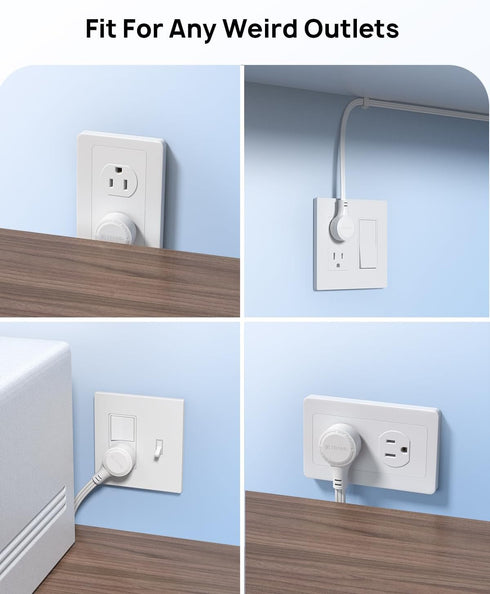 TROND Flat Extension Cord 6ft with 360° Rotating Plug, Low Profile Power Strip, Three Prong 3 Way Plug Extension Outlets, Electrical Power Cord Ex...
