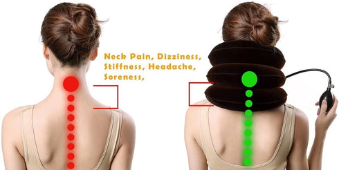 Inflatable Cervical Neck Traction Air Inflatable Pillow Neck Head Stretcher Pain Relief Collar (for Adults, Grey)...