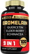 Bromelain 1000mg with Quercetin, Elderberry, Echinacea & More Supplement - 100 Capsules - Bromelain Quercetin Supplement Supports Digestive System...