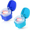 2 Pack Colors Denture Bath Case Cup Box Holder Storage Soak Container with Strainer Basket for Travel Cleaning (Light Blue and Blue)...