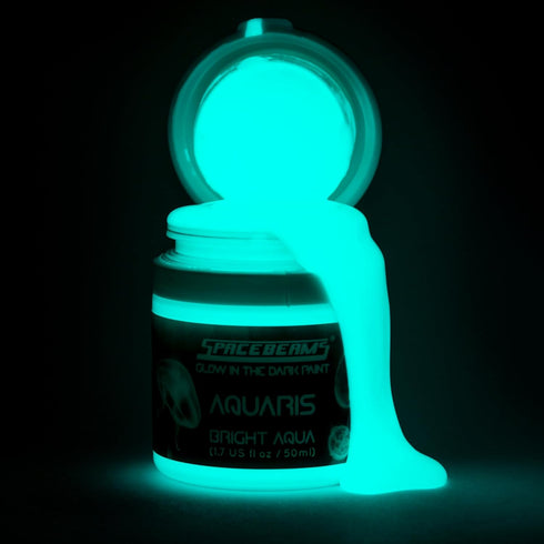 SpaceBeams Aquaris Glow in the Dark Paint (1.7 Fl Oz) Bright Aqua Glow (Light Blue/Turquoise), Non-Toxic, Water Based...