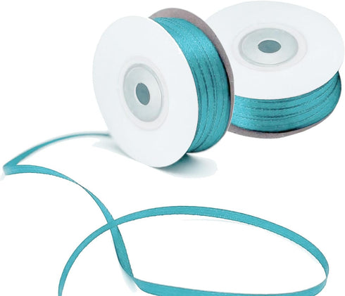Teal Satin Ribbon -Turquoise 1/8-Inch x 100 Yards Ribbons for Crafts Gift Wrapping DIY Bows Decoration Sewing and Invitation Card ?Pack of 2?...