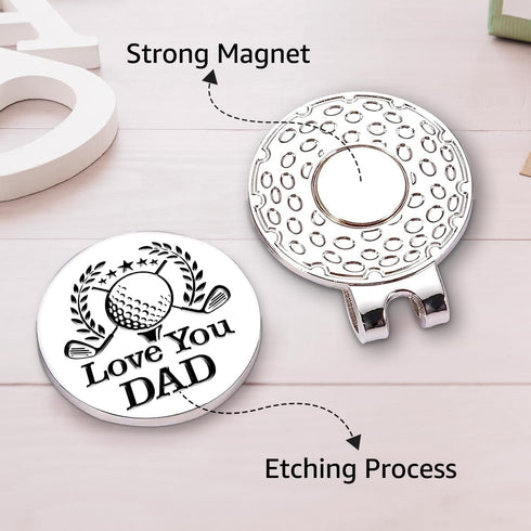HafhueLove You Dad Golf Ball Marker with Magnetic Hat Clip, Funny Golf Accessories and Golf Gifts for Men Women Husband Wife, Birthday for Golfer ...