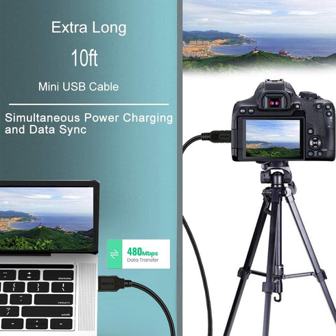10FT Camera USB Cable Cord for Canon Rebel/PowerShot/EOS/DSLR/ELPH Digital Cameras, Transfer Wire Data Cable for Canon Rebel Camcorder,Vixia PC Co...