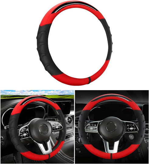 Car Steering Wheel Cover, Non-Slip Vehicle Steering Wheel Protector, Automotive Interior Accessories for Women Men, 15 Inch Universal for SUV, Tru...