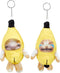 Shappy 2 Pieces Sound Making Banana Cat Keychain 6.5 x 3.9 x 3 Inch Happy Funny Crying Banana Cat Plush Keychain Soft Cat Stuffed Animal Christmas...