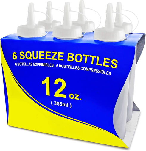New Star Restaurant Quality Plastic Squeeze Bottle, 12-Ounce, Set of 6, Clear...