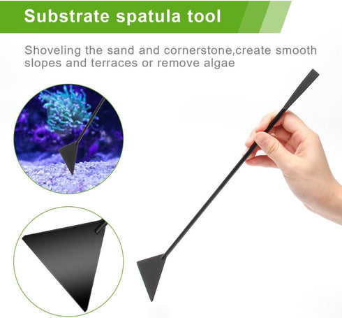 Quarium Aquascape Tools Kits, 4 in 1 Anti-Rust Aquatic Plant Aquascaping Tool Stainless Steel Black Tweezers Scissors Spatula for Aquarium Tank Cl...