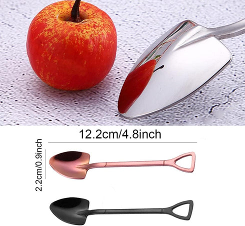 Rolin Roly 7Pcs Colourful Shovel Spoons Coffee Teaspoons Stainless Steel Dessert Spoon Set Rainbow Dinner Spoons Cute Demitasse Scoop for Stirring...