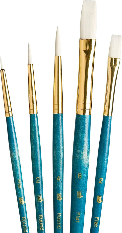 Princeton Art & Brush Princeton Real Value, Series 9100, Paint Brush Sets for Acrylic, Oil & Watercolor Painting, Syn White Taklon (Rnd 3/0, 2, 4,...