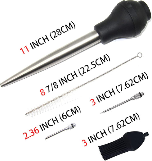 KAYCROWN Stainless Steel Turkey Baster Commercial Grade Quality Silicone Bulb Including 2 Marinade Injector Needles And Basting Brush...