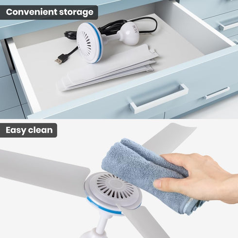 Small USB Ceiling Fan 19.7”Portable Hanging Fans for Power Bank Indoor Outdoor RV Bed Room Desk Boat Coop Travel Tent Canopy Cubicle Mini 3 Blades...
