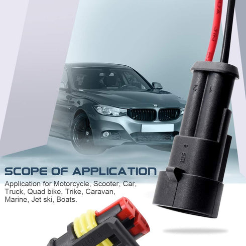 2 Pin Connector Waterproof Connector,Male and Female Way 16 AWG Wire Suitable for car Truck, Boat and Other Wire Connection (5 kit)...