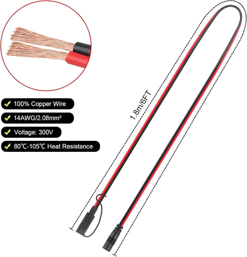 DC 8mm Female to SAE Connector Adapter 14AWG Cable Wire, Suitable for Solar Panels RV Solar Plug Power Pack Portable Power Station (6Ft)...