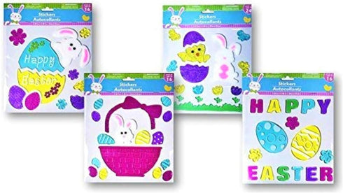 Assortment of Easter Gel Clings! Includes (4) Sheets, Including Easter Basket, Bunny, Chick, Flowers, and a Variety of Egg Shapes (2018 Version)...