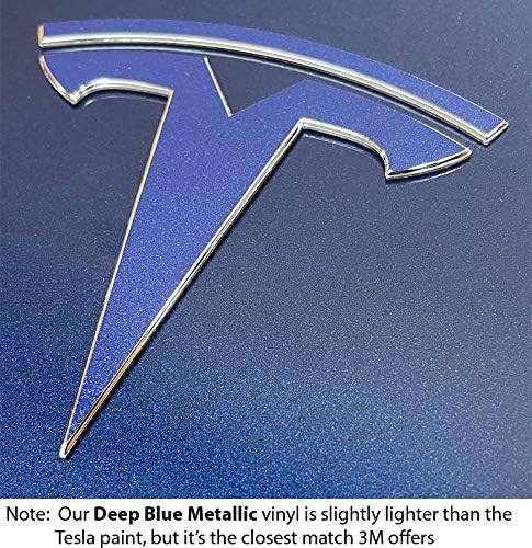 Logo Decal Overlay Stickers for Tesla Model Y (2020 to 2025), Standard Wrap, 11-pc Set (Deep Blue Metallic)...