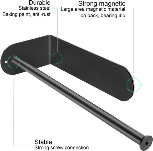 Kitchen Magnetic Stainless Steel Paper Towel Holder for Refrigerator, Grill, Toolbox (Magnetic-30cm-Black-B)...