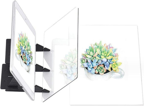 QPOIBSD Portable DIY Drawing Tracing Board Light Copy Pad Optical Image Reflection Projector Wireless Copy Board Shadow Mirror Tracer with Stand f...