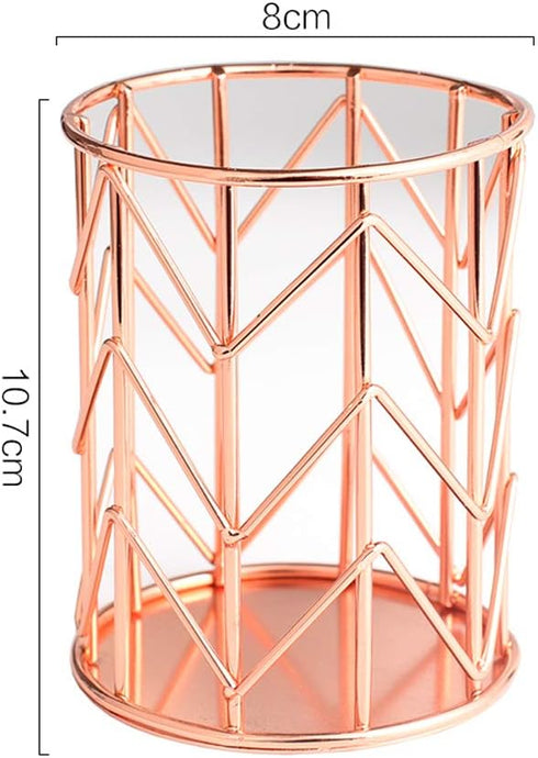 Pen Holder for Desk, Make Up Brush Holder Rose Gold Metal Wire Pencil Cup Holders...