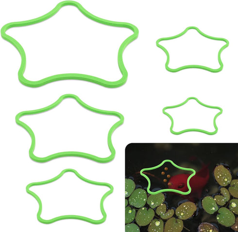 5pcs Aquarium Floating Plant Rings, Star-Shaped Fish Feeding Rings Foam Fish Tank Plant Corral Duckweed Isolation Circle Keep Plants in Place (Gre...