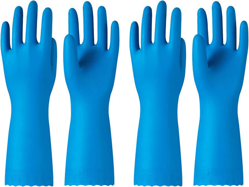 PACIFIC PPE 2 Pairs Reusable Dishwashing Cleaning Gloves with Latex Free, Cotton Lining, Kitchen Gloves, Blue, Large...