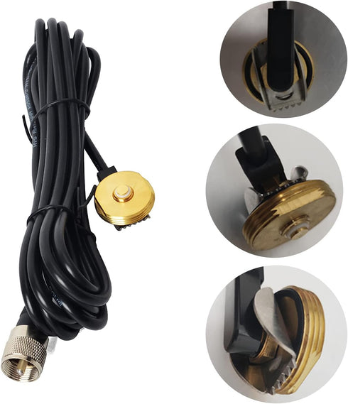 HYS TCJ-N1 3/8" to 3/4" Hole Mount with NMO Bracket L Shape Fender Mount 13'/About 4m RG-58 Coax Cable NMO to PL259 for All VHF/UHF/CB Radio NMO A...