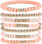 Pingyongchang Heishi Gold Beaded Bracelets Set for Women Men Bohemian Polymer Clay Colorful Surfer Vinyl Disc Stretch Layering Stackable Friendshi...