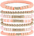 Pingyongchang Heishi Gold Beaded Bracelets Set for Women Men Bohemian Polymer Clay Colorful Surfer Vinyl Disc Stretch Layering Stackable Friendshi...