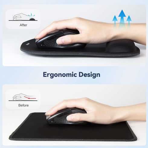 TECKNET 2 Pack Mouse Pad with Wrist Support, Ergonomic Gaming Mouse Pad Pain Relief, Portable Comfortable Mousepad for Computer, Laptop, Office, H...