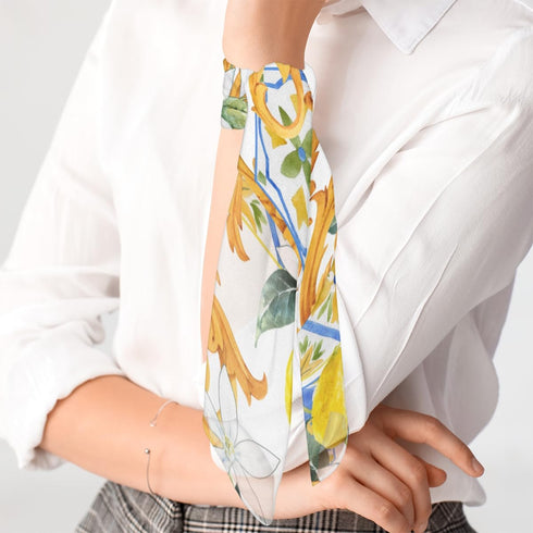 Lemon Flower Pattern Square Silk Scarf, Summer Head Scarf, Hair Scarf for Women Soft Smoothness for Travel Yoga Handkerchief Shawl Sunscreen Gift ...