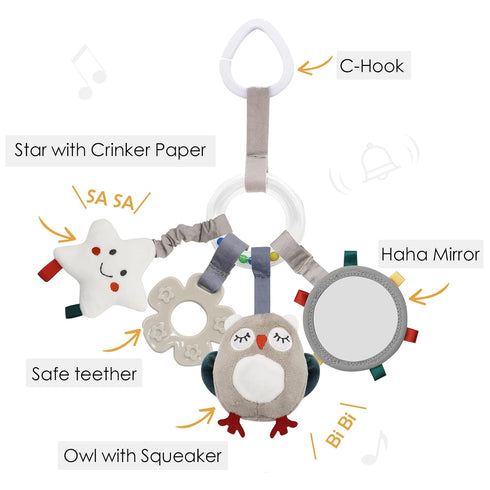 vocheer Car Seat Accessories for Babies Hanging Rattle Toys Soft Plush Activity Crib Stroller Car Seat Wind Chimes for 0 3 6 9 12 Months Infant...