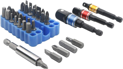 3 Pcs Impact Grade Socket Adapter Set Drill Bit Adapter Set Power Hand Tools Nut Driver 1/4 Inch 3/8 Inch 1/2 Inch, 33-Piece Security Bit Set with...