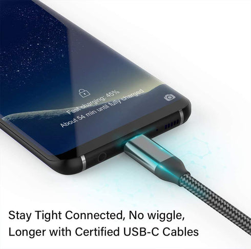 10FT USB C Cable 2PACK, Charge iPhone 15 16 Pro Max, iPad Pro, Fast Charging, Nylon Cord for Samsung Galaxy S24 S23 S22 S21 S20 S10, Note 20 10, T...