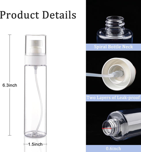 Cosywell Fine Mist Spray Bottles TSA Approved 3.4oz/100ml 3 Pack Leak Proof Travel Size Bottles Refillable Plastic Hair Spray Bottle for Perfume S...