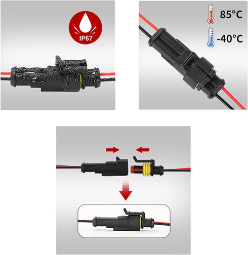Automotive Electrical Connectors kit 1/2/3/4 Pin Waterproof Electric Wire Connector plugs Battery Terminal Connectors socket 1.5mm Series Wire Har...
