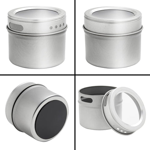 Talented Kitchen 12 Magnetic Spice Jars for Refrigerator with 3 Metal Wall Bases, 269 Preprinted Seasoning Labels, 2 Styles, 1 Cooking Conversion ...