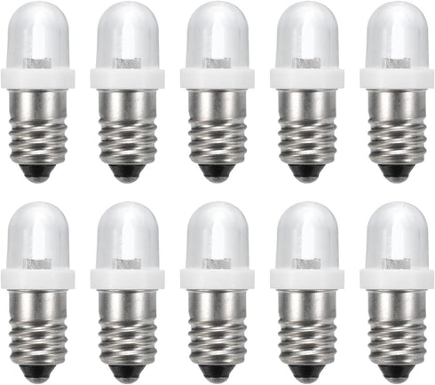 MECCANIXITY 3-3.8V/0.03A E10 Mini Light Bulbs, 10Pcs Miniature Screw Bulbs Flashlight Bulbs for Scientific Experiment Lighting DIY Accessories, Wh...
