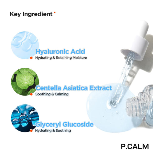 P.CALM Hyaluron Doubleshot Ampoule 30ml | Vegan Deep Hydrating Facial Serum with Hyaluronic Acid, Gryceryl Glucoside, Centella Asiatica for Sensit...