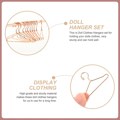 Toddmomy 1 Set Mini Doll Clothes Rack Mini Doll Clothes Hanger Doll Garment Rack with Hangers Miniature Metal Doll Hangers Doll Wardrobe Furniture...