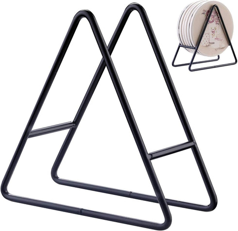 ROJOSER 2PC Triangle Coaster Holder Black Iron Metal Holder Storage Caddy for Both Round and Square Coasters Fit 4 to 9 Pieces Coasters,4.3 Inch...