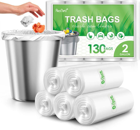 2 Gallon 130 Counts (fit 1.8-2 Gal) Small Trash Bags Garbage Bags by RayPard, 6-7.5 Liter Waste Basket Liners fit 1.6-2, 2.1, 2.2 Gal Trash Can fo...