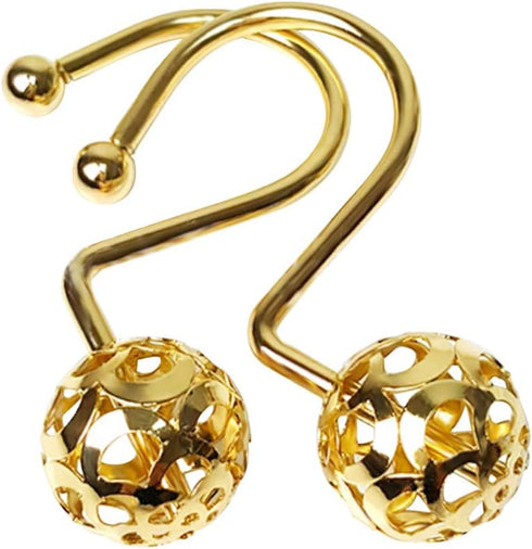 12Pcs Hollow Ball Shower Curtain Hooks Luxury Quality Rustproof Stainless Steel Shower Curtain Rings Hooks for Bathroom Rod (Gold)...