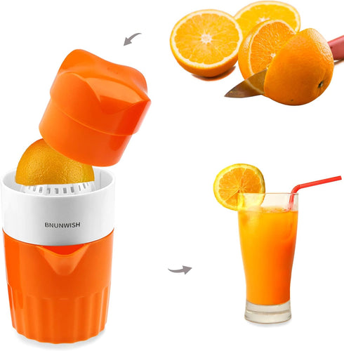 Hand Juicer Citrus Orange Squeezer Manual Lid Rotation Press Reamer for Lemon Lime Grapefruit with Strainer and Container, 2 Cups...