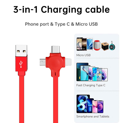 3 in 1 Charging Cable, Three in one Retractable Charging Cable. Data Transmission, Could Be Used As Mirror, Phone Holder.Compatible with Phone, An...