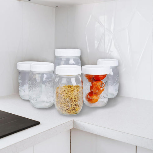 2 Dozen Regular Mouth Lids Mason Jar Lids Plastic Storage Caps for Mason Canning Jars and More, Standard, Dia 70mm, White...