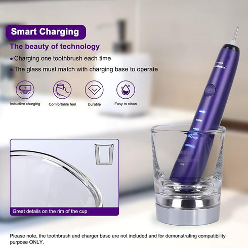 Replacement Charger Glass Cup Compatible with Philips Sonicare Diamondclean Electric Toothbrush, for HX9100 CBA1001 CBA2001 CBA3001 Charging Base ...