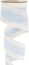 MEEDEE Blue and White Stripe Ribbon Blue White Ribbon Blue Wired Ribbon 2.5 Inch Light Blue Burlap Ribbon with Ivory Stripe Edge Blue Wired Christ...